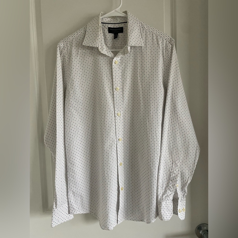 Banana Republic White Shirt with Blue and Red Pattern